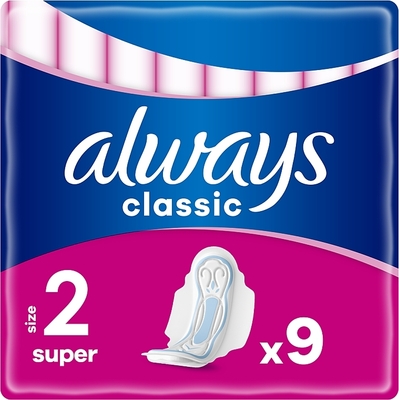Прокладки гигиенические Always Classic Super, 5 капель, размер 2, 9 шт