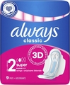 Прокладки гигиенические Always Classic Super, 5 капель, размер 2, 9 шт