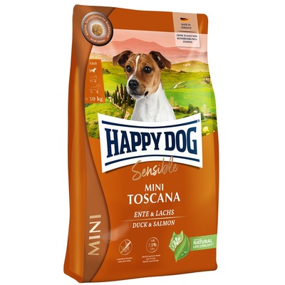 Корм сухой Happy Dog Sensible Mini Toscana для собак малых пород с уткой и лососем, 800 г