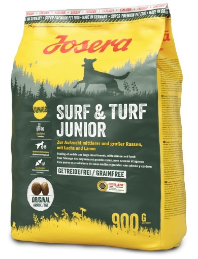 Корм сухой для щенков и молодых собак Josera Surf & Turf Junior с ягненком и рисом, 900 г