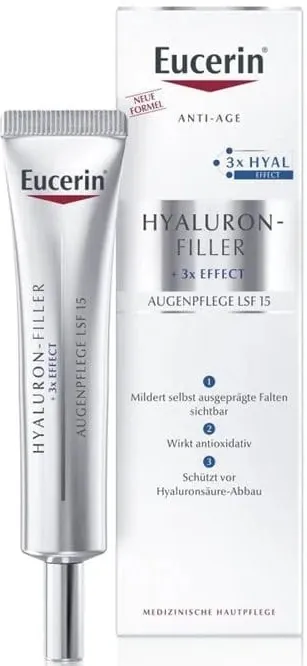 Крем для шкіри навколо очей Eucerin Hyaluron-Filler + 3x Effect SPF15 проти зморшок (63536), 15 мл