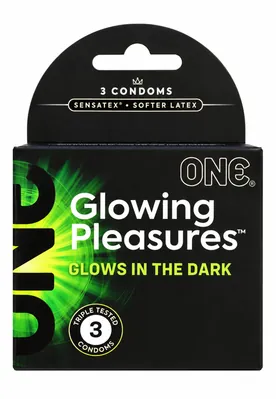 Презервативи ONE Glowing Pleasures світиться у темряві, 3 штуки