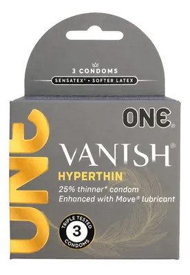 Презервативи ONE Vanish Hyperthin ультратонкі, 3 штуки