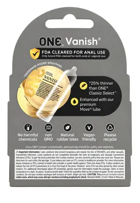 Презервативи ONE Vanish Hyperthin ультратонкі, 3 штуки