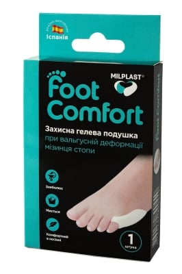 Подушка гелевая Milplast Foot Comfort защитная при вальгусной деформации мизинца стопы, размер универсальный, 1 штука
