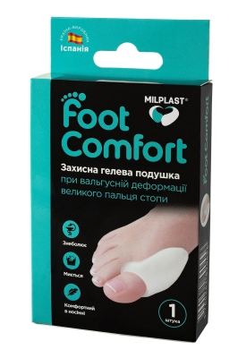 Подушка гелевая Milplast Foot Comfort защитная при вальгусной деформации большого пальца стопы, размер универсальный, 1 штука