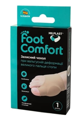 Чехол Milplast Foot Comfort защитный при вальгусной деформации большого пальца стопы, размер универсальный, 1 штука
