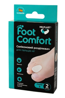 Разделитель для пальцев ног Milplast Foot Comfort силиконовый, размер S, 2 штуки