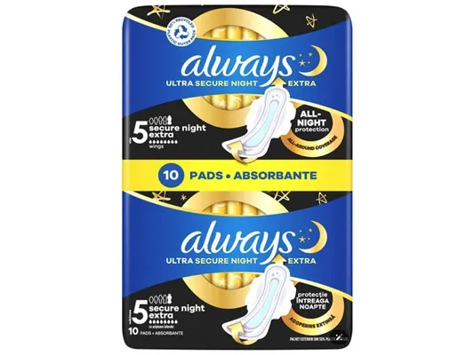 Прокладки гігієнічні Always Ultra Secure Night, 7 крапель, 5 розмір, 10 шт