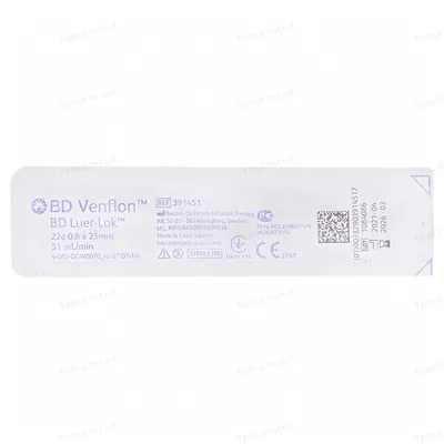 Канюля внутрішньовенна BD Venflon 22G 0,8 х 25 мм, синій