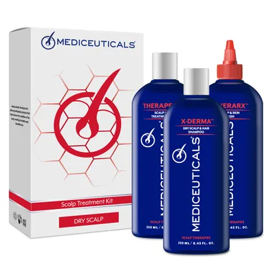 Набір Mediceuticals (Шампунь X-Derma 250 мл, Кондиціонер Therapeutic 250 мл, Очищуючий догляд TheraRx 250 мл) для сухої шкіри голови