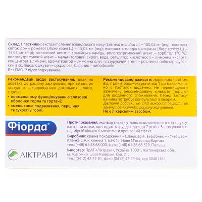 Фіорда пастилки д/розсмок. зі смак. лимон. №30 (15х2)