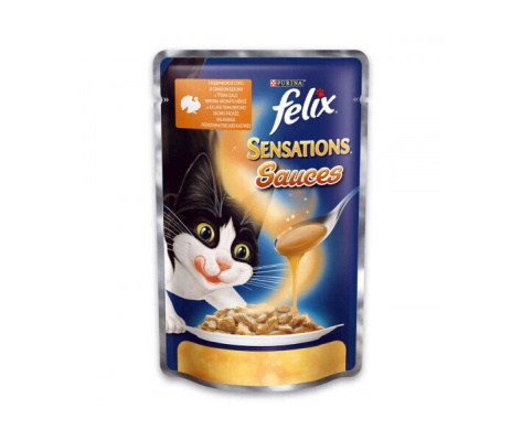 Корм вологий для кішок Purina Felix Sensations Sauces індичка з беконом, 100 г