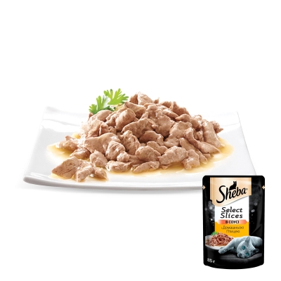 Корм влажный для кошек Sheba 8642 домашняя птица в соусе, 85 г
