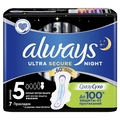 Прокладки гігієнічні Always Ultra Secure Night, 7 крапель, 5 розмір, 7 шт
