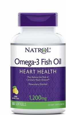 Омега-3 Natrol Omega-3 Fish Oil лимонный вкус, 1200 мг, 60 капсул