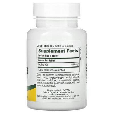 Бетаина гидрохлорид Nature's Plus Betaine Hydrochloride 600 мг, 90 таблеток