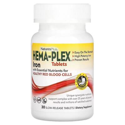 Вітамінно-мінеральний комплекс Nature's Plus Hema-Plex Iron, 30 таблеток повільного вивільнення