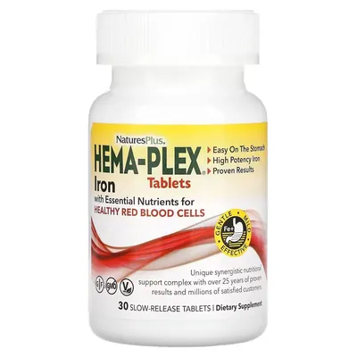 Вітамінно-мінеральний комплекс Nature's Plus Hema-Plex Iron, 30 таблеток повільного вивільнення