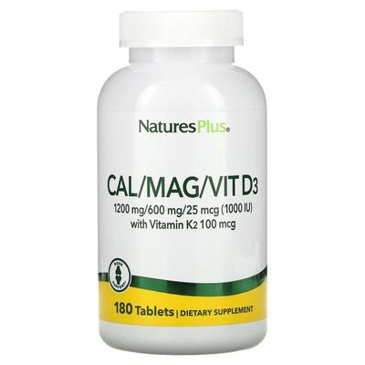 Кальций, магний и витамин D3 и K2 Nature's Plus Cal/Mag/Vit D3, Vitamin K2, 180 таблеток