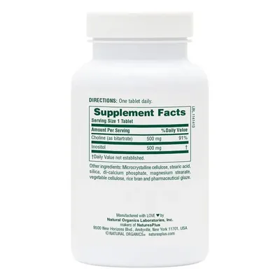 Холін та Інозитол Nature's Plus Choline & Inositol 500/500 мг, 60 таблеток