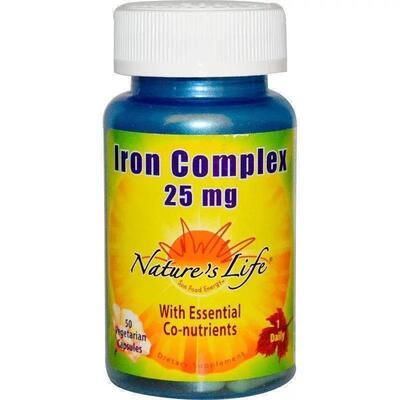 Витаминно-минеральный комплекс с железом Nature's Life Iron Complex 25 мг, 50 капсул