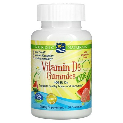 Витамин D3 для детей Nordic Naturals Vitamin D3 400 МЕ арбуз, 60 конфет