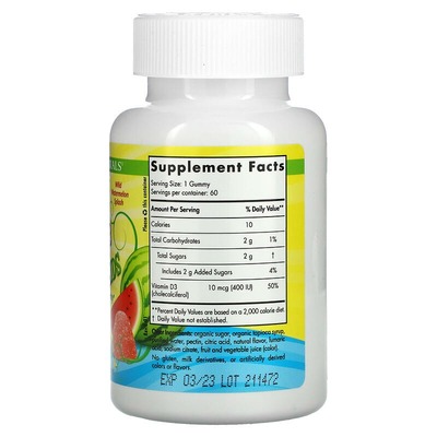 Вітамін D3 для дітей Nordic Naturals Vitamin D3 400 МО кавун, 60 цукерок
