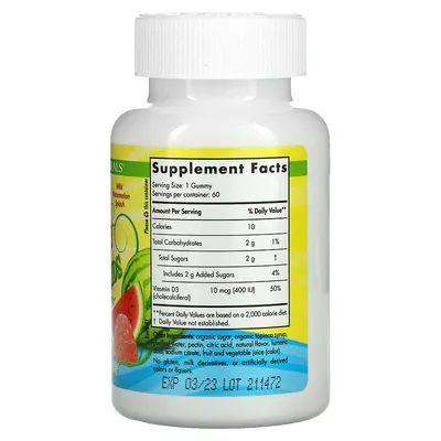 Вітамін D3 для дітей Nordic Naturals Vitamin D3 400 МО кавун, 60 цукерок