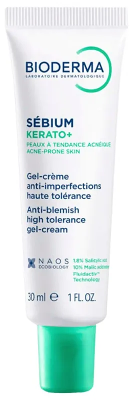 Гель-крем для обличчя Bioderma Sebium Kerato+ проти акне та вугрових висипів, 30 мл