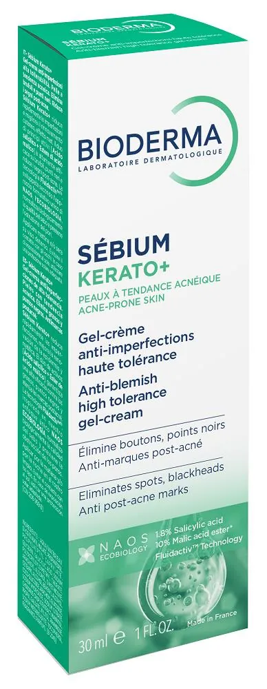 Гель-крем для обличчя Bioderma Sebium Kerato+ проти акне та вугрових висипів, 30 мл