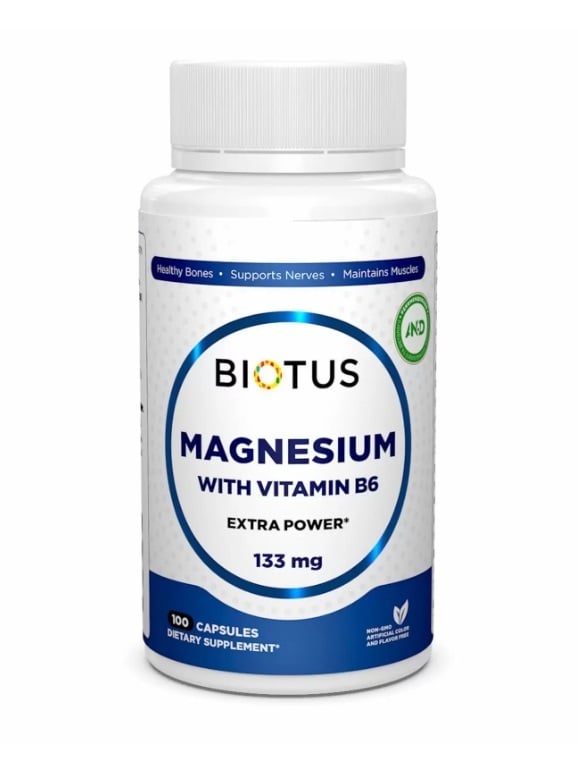 Магний и витамин В6 Biotus Magnesium with Vitamin B6 экстра сильный капсулы №100
