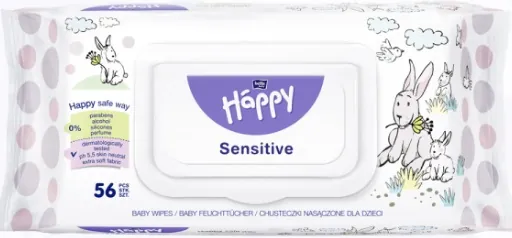 Серветки вологі Bella Baby Happy Sensetive дитячі, 56 шт
