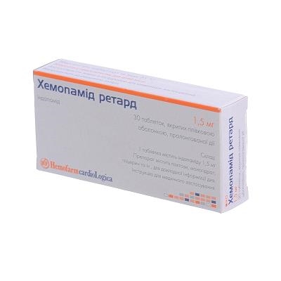 Хемопамид ретард таблетки, п/плен. обол., прол./д. по 1.5 мг №30 (10х3)