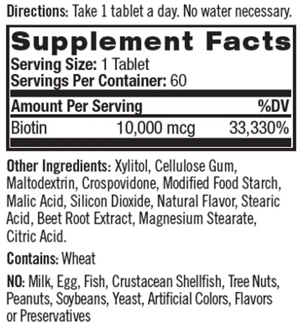 Біотин Natrol Biotin 10000 мкг Straw, 60 таблеток