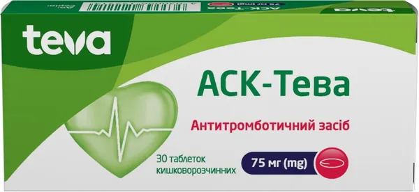 АСК-Тева таблетки киш./розч. по 75 мг №30 (10х3)