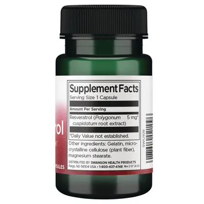 Ресвератрол Swanson Resveratrol 5 мг, 60 капсул