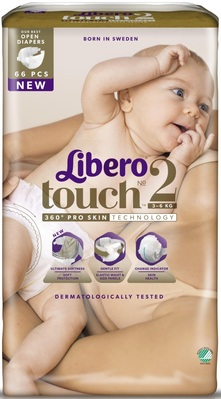 Підгузки Libero Touch розмір 2, 3-6 кг, 66 шт