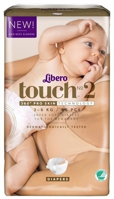 Подгузники Libero Touch размер 2, 3-6 кг, 66 шт