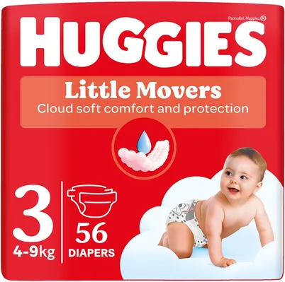 Підгузки дитячі Huggies Little Movers розмір 3, 4-9 кг, 56 шт