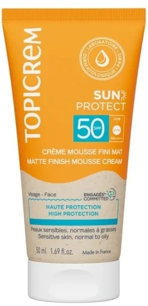 Крем-мус для обличчя Topicrem Sun Protect SPF50+ сонцезахисний матуючий, 50 мл