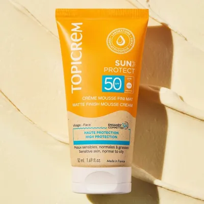 Крем-мус для обличчя Topicrem Sun Protect SPF50+ сонцезахисний матуючий, 50 мл