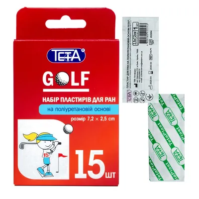 Набір пластирів Teta Golf для ран на поліуретановій основі, 7,2 х 2,5 см, 15 штук