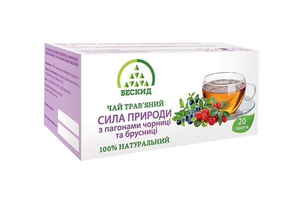 Чай травяной Бескид Сила природы с побегами черники и брусники по 1,5 г №20 в фил.-пак.