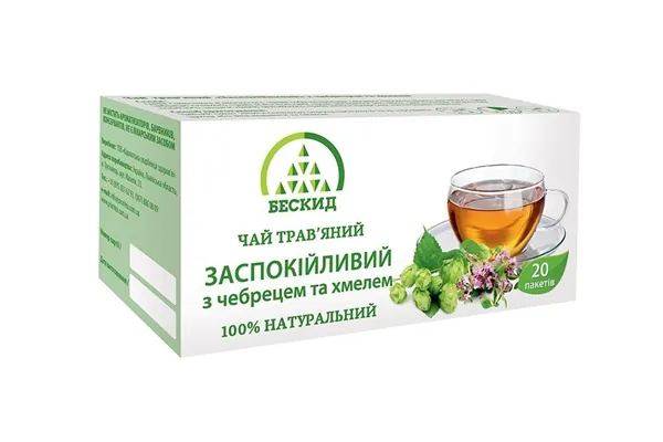 Чай трав'яний Бескид Заспокійливий з чебрецем і хмелем по 1,5 г №20 у філ.-пак.