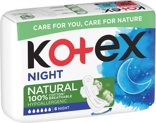 Прокладки гигиенические Kotex Natural ночные, 6 шт