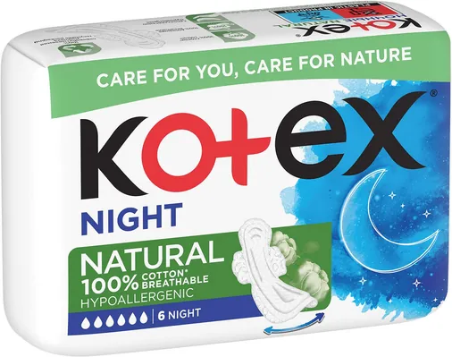 Прокладки гігієнічні Kotex Natural нічні, 6 шт