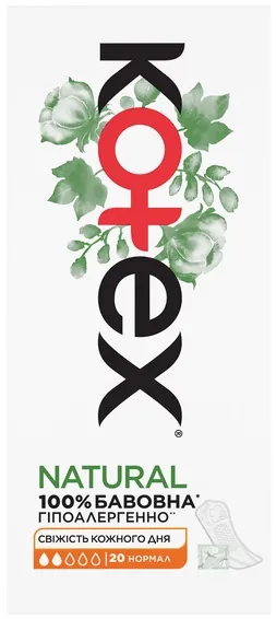 Щоденні гігієнічні прокладки Kotex Natural Normal, 20 шт