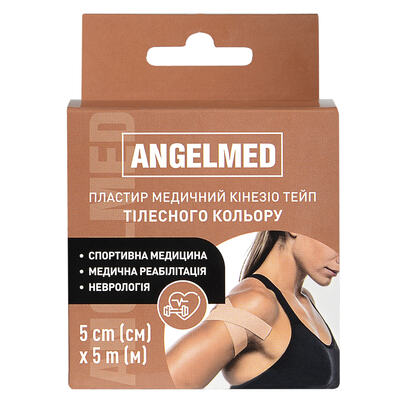 Кинезио тейп Angelmed 5 м х 5 см, бежевый