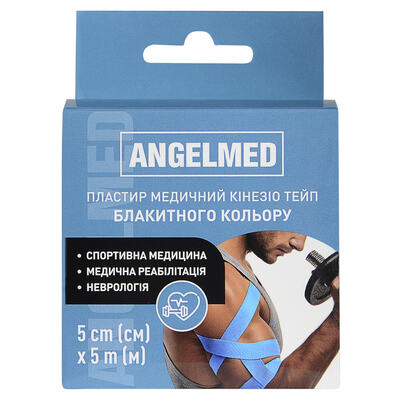Кинезио тейп Angelmed 5 м х 5 см, голубой